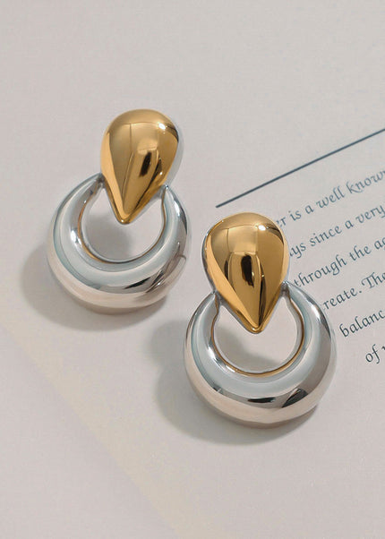 Jieding European and American stainless steel drop earrings, light luxury, high-end ear jewelry, design sense, niche titanium steel stud earrings across the border