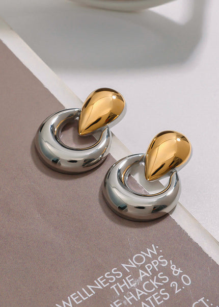 Jieding European and American stainless steel drop earrings, light luxury, high-end ear jewelry, design sense, niche titanium steel stud earrings across the border