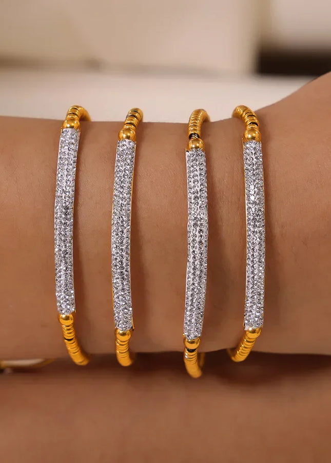 Fashion commuting personality light luxury style diamond jewelry geometric snake bone chain ring niche titanium steel bracelet spot wholesale