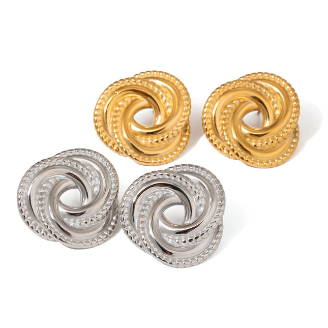 Jieding stainless steel threaded earrings, irregular geometric titanium steel vintage stud earrings, European and American fashion high-end ear accessories