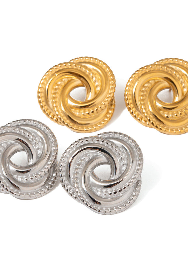 Jieding stainless steel threaded earrings, irregular geometric titanium steel vintage stud earrings, European and American fashion high-end ear accessories