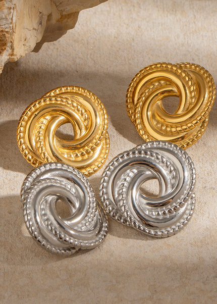 Jieding stainless steel threaded earrings, irregular geometric titanium steel vintage stud earrings, European and American fashion high-end ear accessories