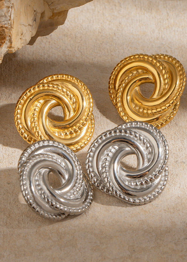 Jieding stainless steel threaded earrings, irregular geometric titanium steel vintage stud earrings, European and American fashion high-end ear accessories