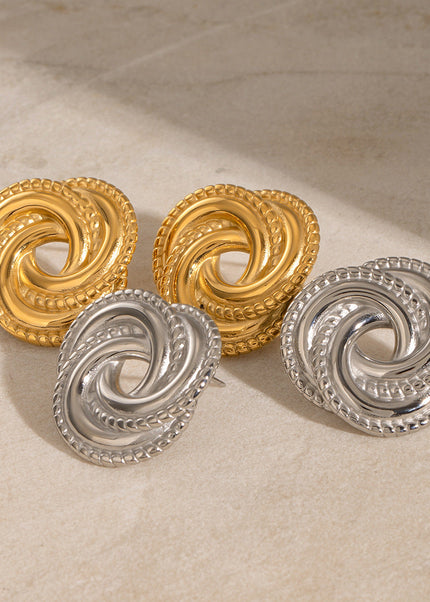 Jieding stainless steel threaded earrings, irregular geometric titanium steel vintage stud earrings, European and American fashion high-end ear accessories