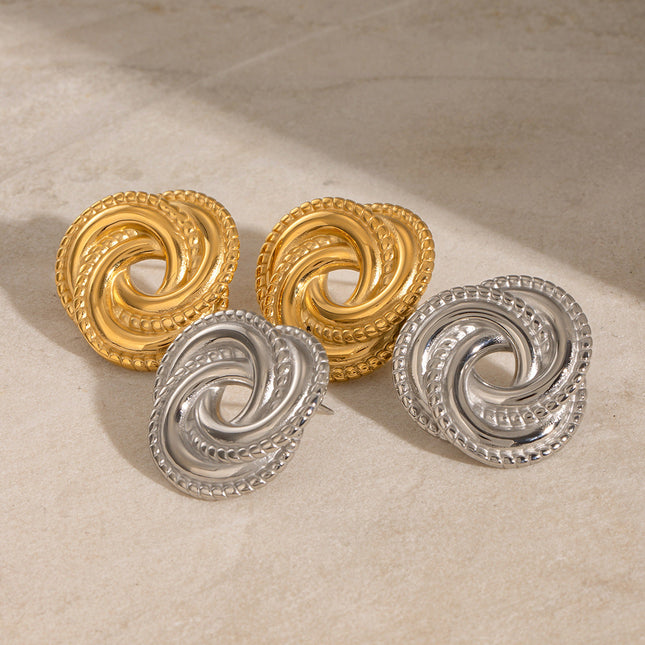 Jieding stainless steel threaded earrings, irregular geometric titanium steel vintage stud earrings, European and American fashion high-end ear accessories