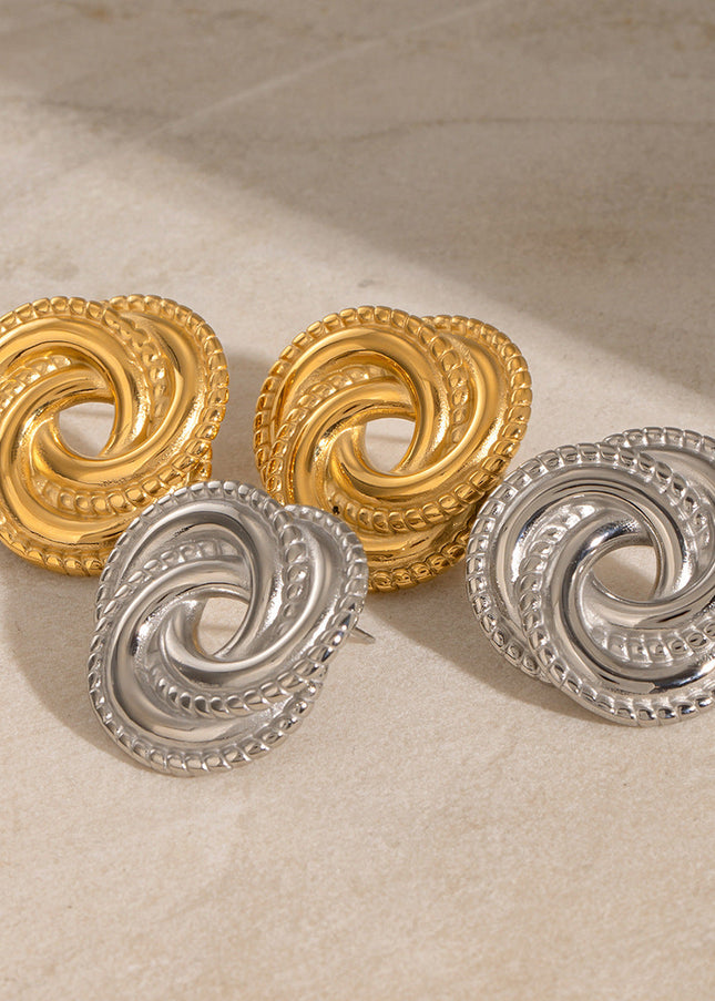 Jieding stainless steel threaded earrings, irregular geometric titanium steel vintage stud earrings, European and American fashion high-end ear accessories