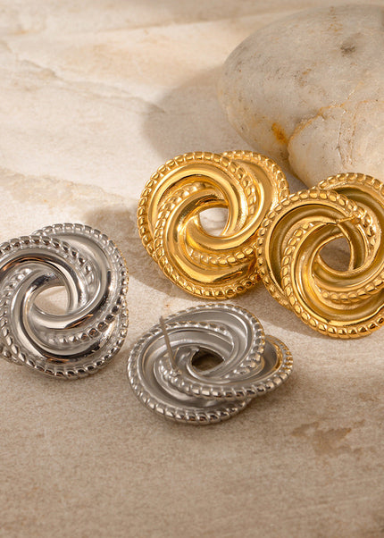 Jieding stainless steel threaded earrings, irregular geometric titanium steel vintage stud earrings, European and American fashion high-end ear accessories