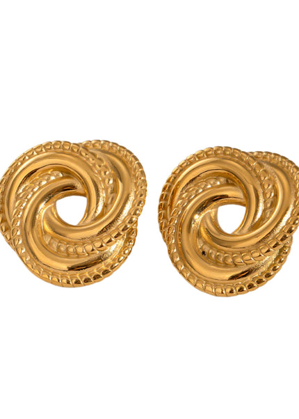 Jieding stainless steel threaded earrings, irregular geometric titanium steel vintage stud earrings, European and American fashion high-end ear accessories