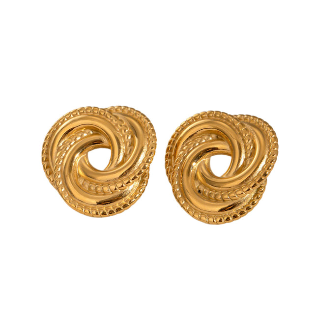 Jieding stainless steel threaded earrings, irregular geometric titanium steel vintage stud earrings, European and American fashion high-end ear accessories