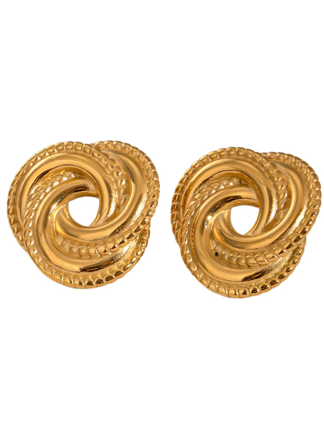 Jieding stainless steel threaded earrings, irregular geometric titanium steel vintage stud earrings, European and American fashion high-end ear accessories