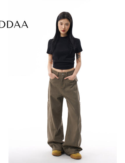 Coffee Green Loose Straight Leg Cargo Pants - XS / Green - Women’s Jeans