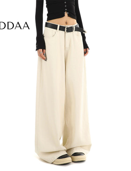 Coffee High-Waisted Loose Wide-Leg Jeans for Women - S / Apricot - Women’s Jeans