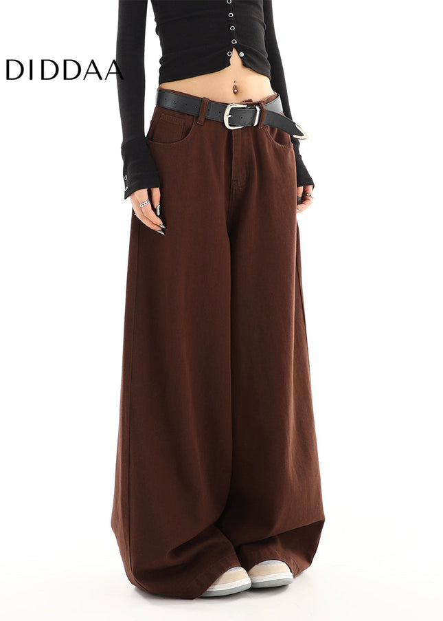 Coffee High-Waisted Loose Wide-Leg Jeans for Women - Women’s Jeans