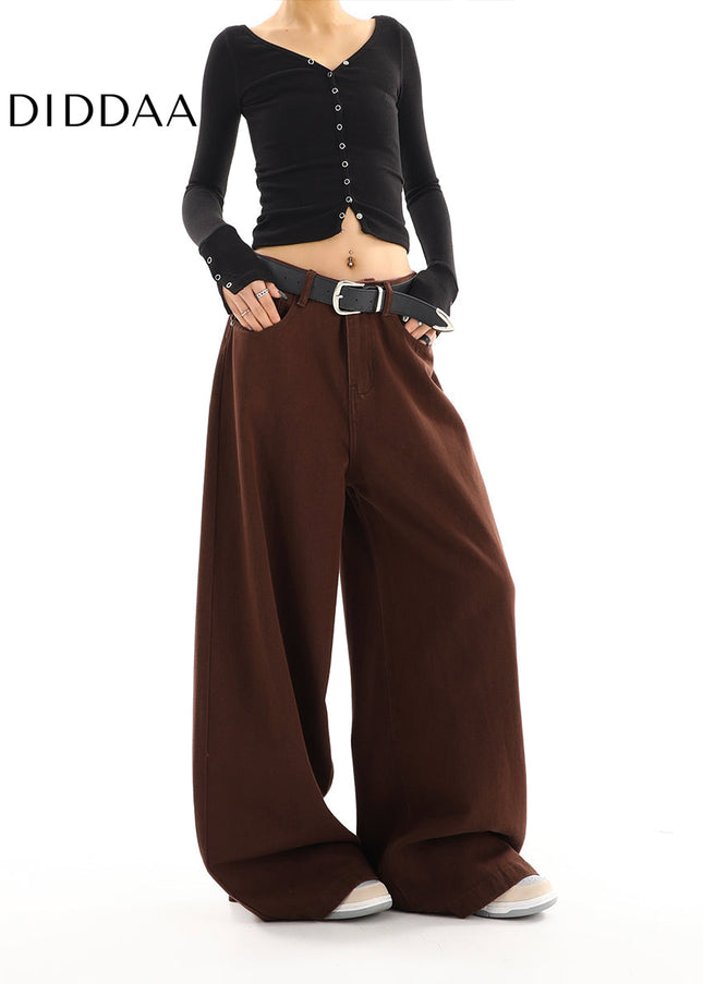 Coffee High-Waisted Loose Wide-Leg Jeans for Women - Women’s Jeans