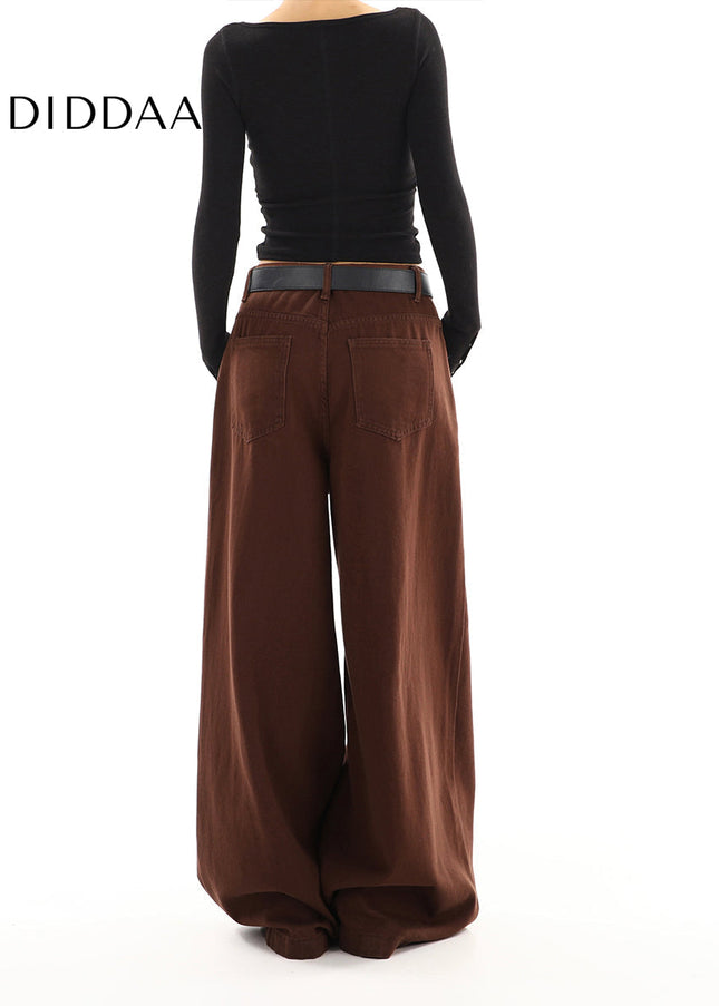 Coffee High-Waisted Loose Wide-Leg Jeans for Women - Women’s Jeans
