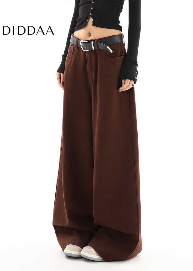 Coffee High-Waisted Loose Wide-Leg Jeans for Women - Women’s Jeans
