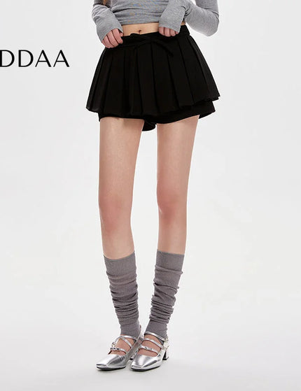 Coffee High-Waisted Slim A-Line Pleated Skirt - S / Black - Skirts