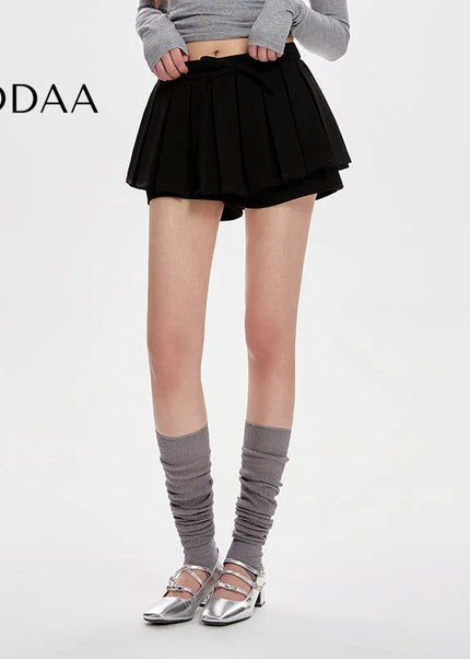 Coffee High-Waisted Slim A-Line Pleated Skirt - S / Black - Skirts