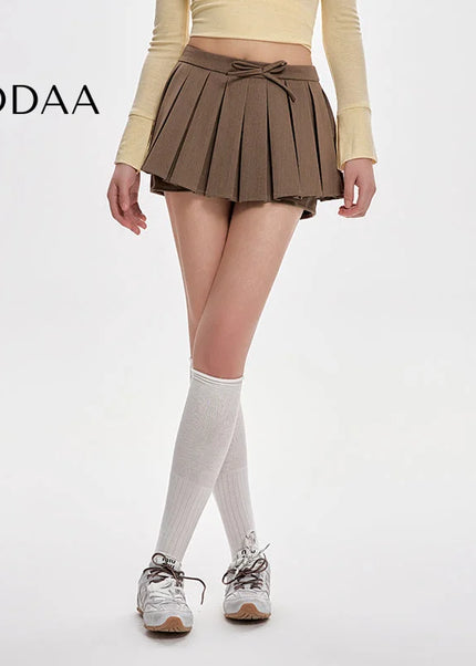 Coffee High-Waisted Slim A-Line Pleated Skirt - S / Brown - Skirts