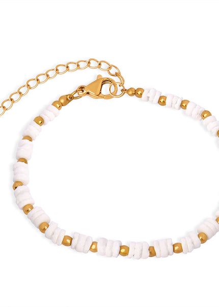 New retro light luxury European and American style fashion titanium steel gold-plated shell steel bead bracelet simple personality design jewelry women
