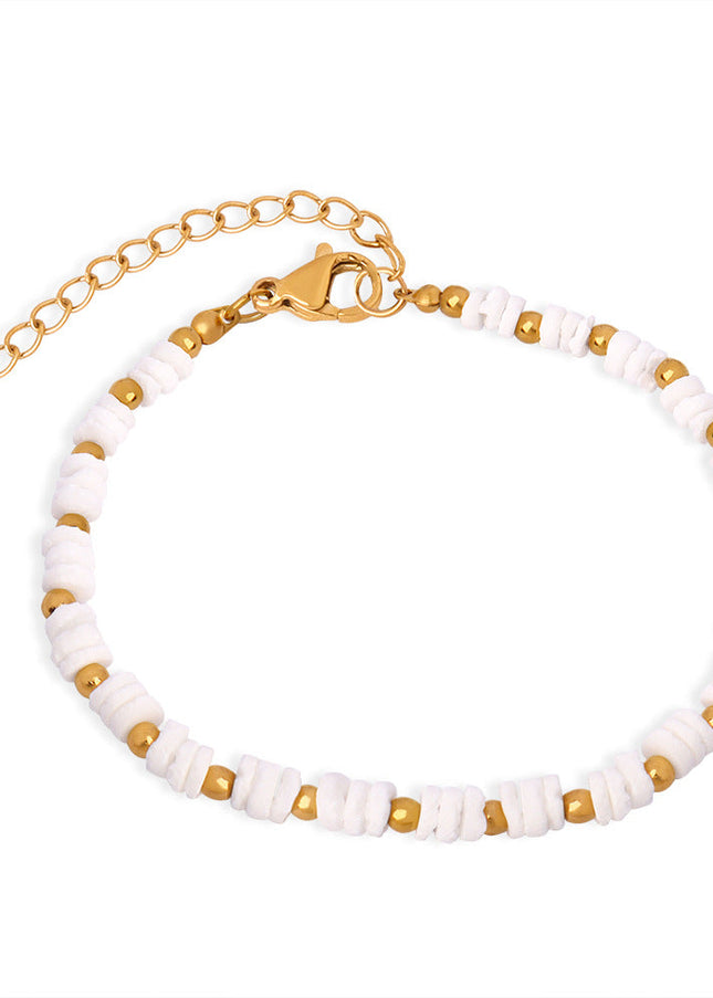 New retro light luxury European and American style fashion titanium steel gold-plated shell steel bead bracelet simple personality design jewelry women