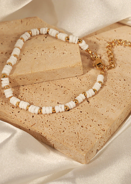 New retro light luxury European and American style fashion titanium steel gold-plated shell steel bead bracelet simple personality design jewelry women