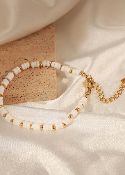 New retro light luxury European and American style fashion titanium steel gold-plated shell steel bead bracelet simple personality design jewelry women