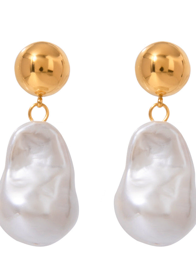 Jieding European and American stainless steel pearl stud high-end ins light luxury earrings titanium steel earrings cross-border earrings