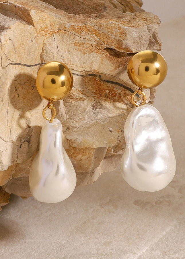 Jieding European and American stainless steel pearl stud high-end ins light luxury earrings titanium steel earrings cross-border earrings