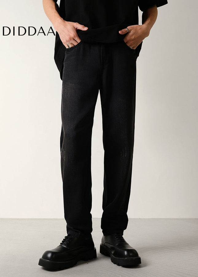 Cool Black Loose Tapered Men’s Summer Jeans - Men’s Jeans