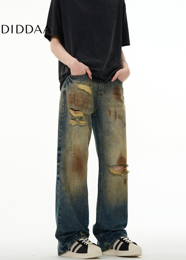 Copper Mud Dyed Distressed Heavy Industry Jeans - Men’s Jeans