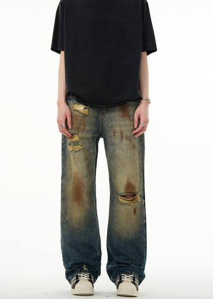 Copper Mud Dyed Distressed Heavy Industry Jeans - Men’s Jeans