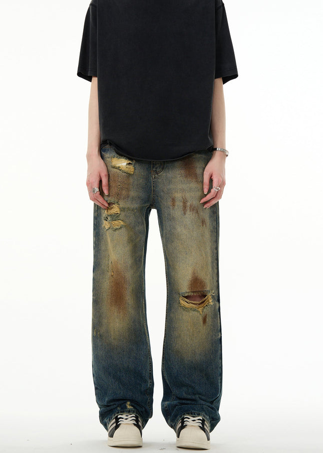 Copper Mud Dyed Distressed Heavy Industry Jeans - Men’s Jeans