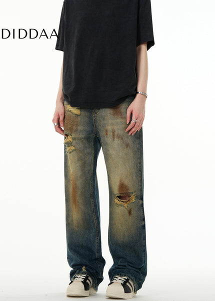 Copper Mud Dyed Distressed Heavy Industry Jeans - Men’s Jeans