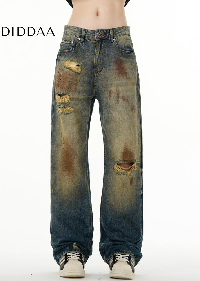 Copper Mud Dyed Distressed Heavy Industry Jeans - Men’s Jeans