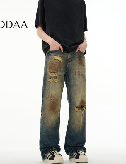 Copper Mud Dyed Distressed Heavy Industry Jeans - S / Vintage Blue - Men’s Jeans