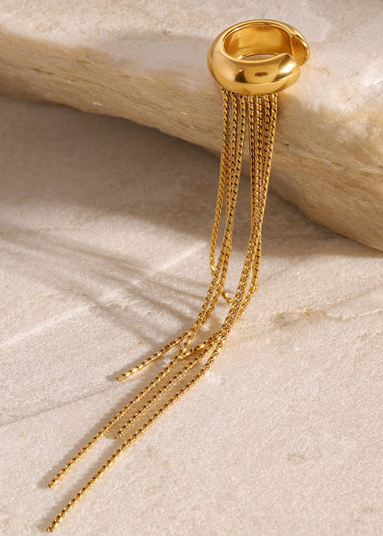 Jieding European and American stainless steel tassel earrings, no ear piercings, ear bone clips, high-end light luxury earrings, titanium steel cross-border jewelry