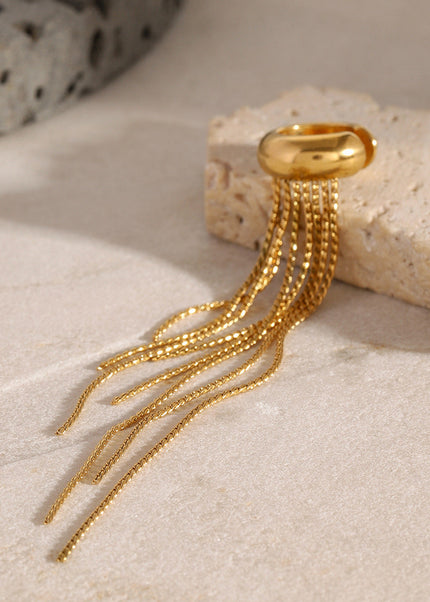 Jieding European and American stainless steel tassel earrings, no ear piercings, ear bone clips, high-end light luxury earrings, titanium steel cross-border jewelry