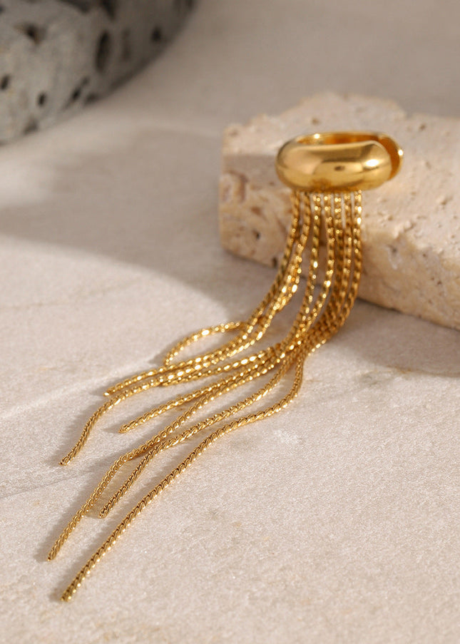 Jieding European and American stainless steel tassel earrings, no ear piercings, ear bone clips, high-end light luxury earrings, titanium steel cross-border jewelry