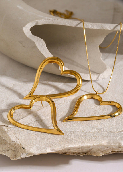 18k gold stainless steel twisted love line pendant necklace women's ins fashion simple trend titanium steel earrings