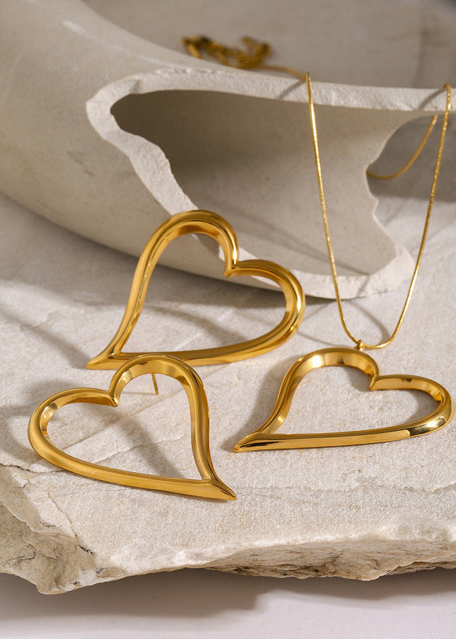 18k gold stainless steel twisted love line pendant necklace women's ins fashion simple trend titanium steel earrings