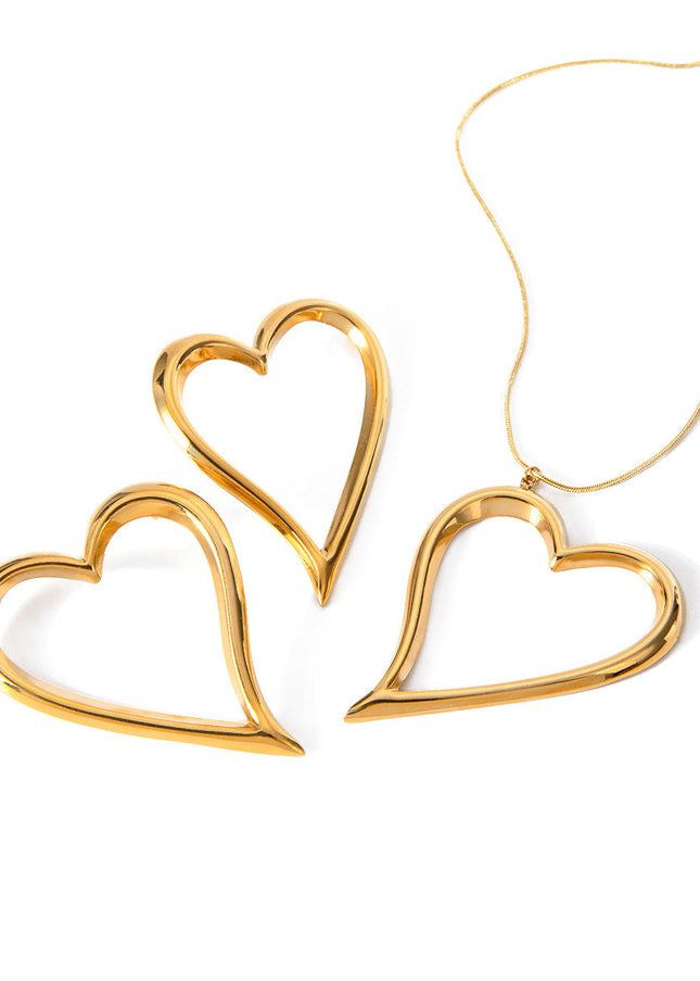 18k gold stainless steel twisted love line pendant necklace women's ins fashion simple trend titanium steel earrings