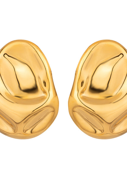 Jieding European and American stainless steel hoop earrings high-end hammer exaggerated earrings 18k gold titanium steel earrings cross-border