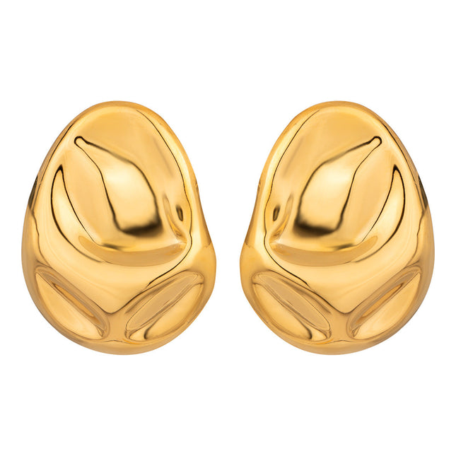 Jieding European and American stainless steel hoop earrings high-end hammer exaggerated earrings 18k gold titanium steel earrings cross-border