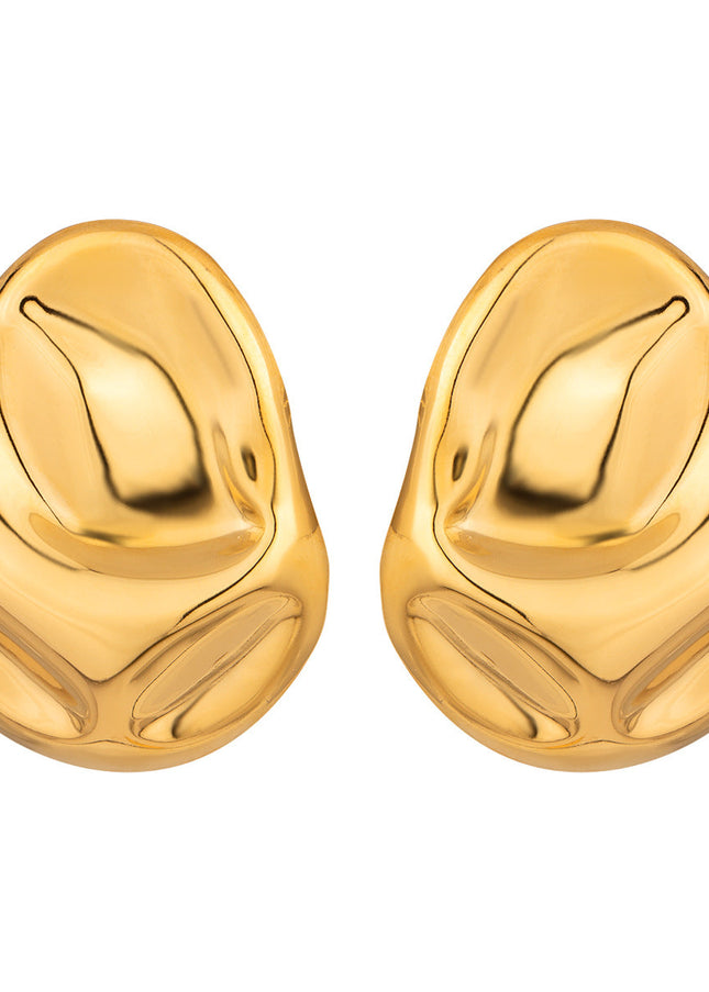 Jieding European and American stainless steel hoop earrings high-end hammer exaggerated earrings 18k gold titanium steel earrings cross-border