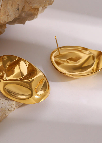 Jieding European and American stainless steel hoop earrings high-end hammer exaggerated earrings 18k gold titanium steel earrings cross-border