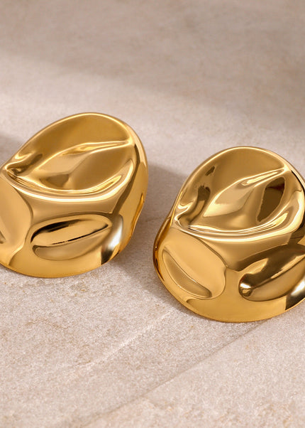 Jieding European and American stainless steel hoop earrings high-end hammer exaggerated earrings 18k gold titanium steel earrings cross-border