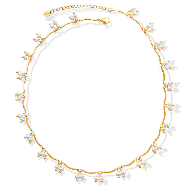 French gentle wind natural freshwater pearl necklace fashion versatile small pearl pendant delicate collar accessories wholesale