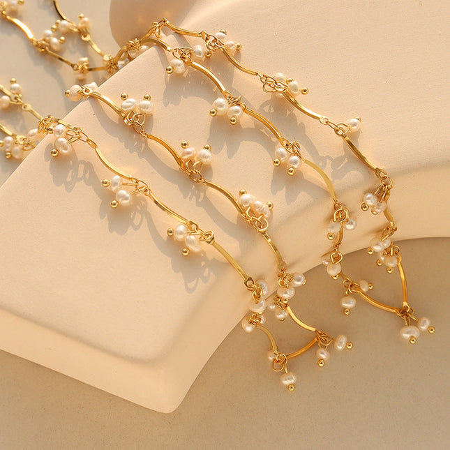 French gentle wind natural freshwater pearl necklace fashion versatile small pearl pendant delicate collar accessories wholesale