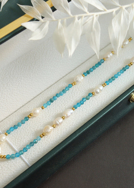 Bohemian Jewelry Trendy Fashion Commuter Colored Stone Pearl Necklace Niche Design Pre-loved Fashion Jewelry